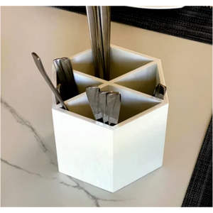 Porta Cubiertos de Madera Personalizado, Organizador de Utensilios de Madera Grabado para Encimera de Cocina, Caja de Almacenamiento de Cubiertos para Mesa - Product Image 5