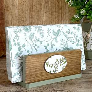 Wooden Tissue <b>Box</b> Holder With <b>Floral</b> Design Free Standing Decorative Stand - Product Image 1