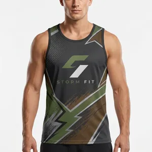 Camiseta sin Mangas para Hombre Storm Fit, Impresión por Transferencia de Calor, 100% Poliéster, Secado Rápido, Cuello Redondo, Ropa Deportiva para Gimnasio, 180g - Product Image 4