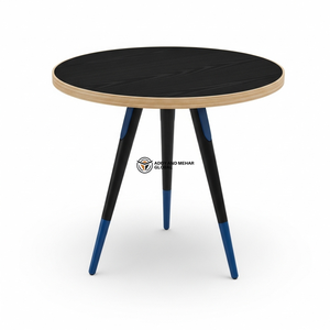 Black Meena Wooden <b>Stool</b> – Handcrafted Hand Painted Decorative Round Accent <b>Stool</b> / Designer Side <b>Table</b> - Product Image 6