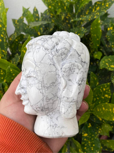 Cabeza de Buda Tallada a Mano en Howlite Natural, Escultura de Cristal para Decoración del Hogar, Estatua de Meditación, Proveedor Mayorista OEM ODM - Product Image 4