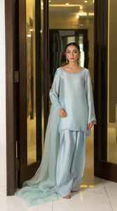 Precios Bajos, Diseños Personalizados, Vestido Shalwar Kameez Pakistaní de Diseñador, para Uso Diario, 100% Seda, Encaje Natural, Botones Digitales - Product Image 6