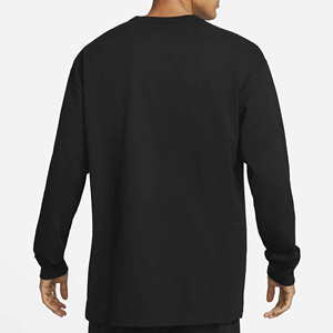 Men's <b>Long</b> Sleeve <b>Black</b> 100% Cotton O-Neck Regular Fit Casual Breathable Knitted Solid Color <b>T</b>-<b>Shirt</b> - Product Image 3