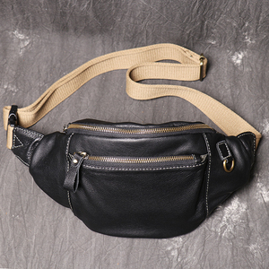 Sac de poitrine minimaliste pour homme en cuir véritable avec fermeture éclair, durable, pour usage quotidien, toutes saisons - Product Image 3