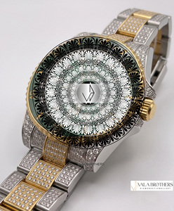 Montre Rolax Submarineerr avec Lunette en Diamants Moissanite, Cadran Vert, Cristal, Montre Analogique de Luxe pour Hommes, Quartz, Fermoir à Boucle Déployante - Product Image 1