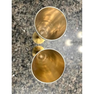 Modern Metal Champagne Flutes With Gold Stem And Base Set Of 2 For Wedding Occasion - Product Image 5