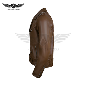 Chaqueta de Motocicleta Delgada Impermeable de Cuero Genuino Personalizable, Fabricante de Chaquetas con Parche de Chenilla Bordado Personalizado, con Cierre, para Invierno - Product Image 3