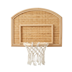 Decorative Rattan Basketball Backboard Kids <b>Room</b> Accessory Handwoven Wicker Sport Toy for Nursery and Playroom Decoration - Product Image 1