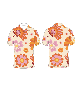 Polo personnalisé à sublimation rétro à motif floral, manches courtes, polo de golf à motif floral, léger, respirant, décontracté, polo d'été - Product Image 3