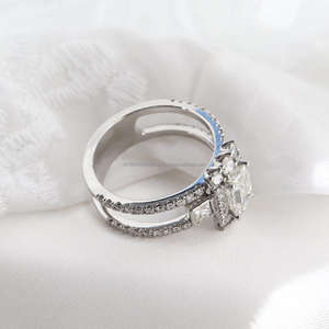 Igi/gia แหวนแต่งงาน14K ประดับเพชรสีขาวทองคำขาวใส่ได้ทั้งชายและหญิงสำหรับงานเลี้ยงครบรอบ - Product Image 3