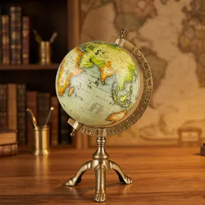 Globe terrestre métallique haut de gamme avec support trépied, globe terrestre décoratif pour bureau, maison, salle d'étude - Product Image 1