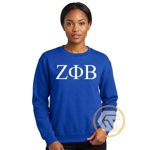 Sweat-shirt à col rond en molleton de coton, personnalisé et brodé, pour femmes, de la sororité Zeta Phi Beta, idéal pour l'hiver, vente en gros - Product Image 2