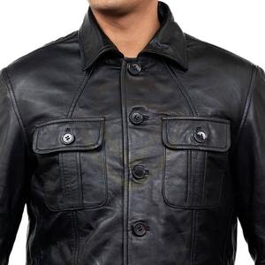 Veste en cuir pour homme de haute qualité personnalisée pour l'hiver, style élégant, nouvelle fermeture éclair, logo sur le devant - Product Image 6