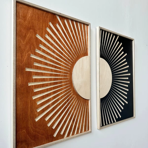 Art en bois pour salon, décoration murale sculpturale, décoration murale design, centre de table mural contemporain, décoration murale minimaliste de luxe - Product Image 1