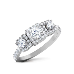 Bague de mariage solitaire en diamant rond véritable 0,80 TCW avec halo en or blanc 14 carats |   Bague de fiançailles de luxe pour mariée |   Bijoux fins pour femmes - Product Image 3