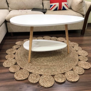 Tapis en jacinthe d'eau naturelle de haute qualité, décoratif, durable et fait main pour salon et chambre - Product Image 1