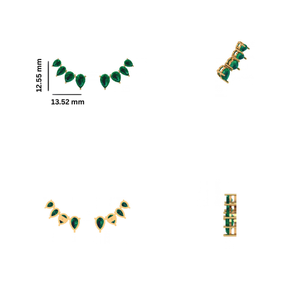 Climber Stud <b>Earrings</b> with Graduated Pear Lab Grown <b>Pink</b> <b>Sapphire</b> in 14KT Yellow Gold Fine Jewelry for wedding & party occasions - Product Image 3