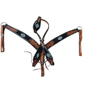 Ensemble de têtière et de peitorale en cuir tressé à la main, best-seller, décoratif, style western, équipement équestre en cuir véritable OEM - Product Image 1