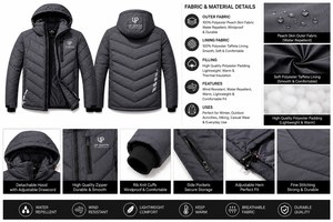 Chaqueta de Invierno Impermeable con Capucha para Hombre, Chaqueta Acolchada para Senderismo al Aire Libre, Abrigo Informal, Fabricante OEM ODM - Product Image 5
