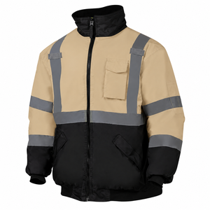 Chaqueta de Trabajo de Alta Visibilidad con Etiqueta Privada Personalizada, Bandas Reflectantes, Cuatro Bolsillos, Forro Polar, Capucha, Estilo Bomber, Abrigo Industrial de Invierno - Product Image 2