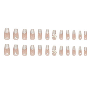 Ongles à presser en ABS personnalisés, design de luxe, réutilisables, vente en gros, faux ongles pour femmes avec colle, 24 pièces pour doigts - Product Image 3