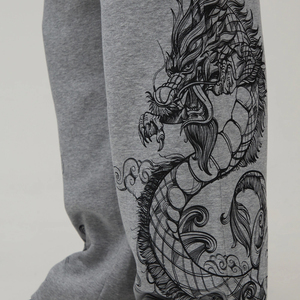 Pantalones Deportivos Anchos de Algodón Gris Jaspeado con Cordón en la Cintura, Tejido Ecológico, Estilo Urbano para Hombre, Personalizables con su Propio Diseño - Product Image 3