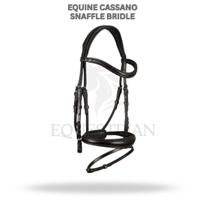 Brida de equitación inglesa EQUINE CASSANO SNAFFLE de tamaño completo para control de caballos - Product Image 2