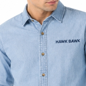 Chemise en jean boutonnée pour homme personnalisée, tissu en coton doux, logo personnalisé, séchage rapide, respirante, légère, manches longues - Product Image 5