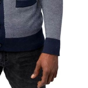 Cardigan en tricot acrylique respirant pour femmes, col en V, manches longues, couleur contrastée, boutons sur le devant, décontracté, toutes saisons - Product Image 6