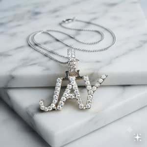 Trendy 10K <b>Solid</b> <b>Gold</b> Personalized Block Script Bling Letter Nameplate Necklace Moissanite Diamond Custom Fine <b>Pendants</b> & Charms - Product Image 3