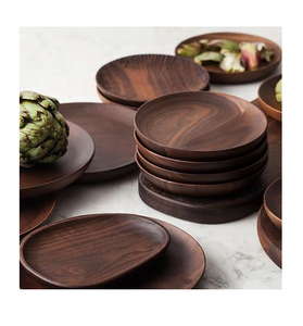 Plato de Madera de Acacia Apto para Lavavajillas, Plato de Madera Grueso Personalizado para Servir Alimentos en Fiestas, Plato de Madera Reutilizable para Vajilla - Product Image 1