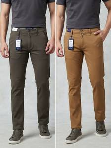 Pantalon cargo pour homme en polyester/coton tricoté, teint uni, anti-boulochage, respirant, coupe droite, taille mi-haute, braguette zippée, style workwear, personnalisable - Product Image 3