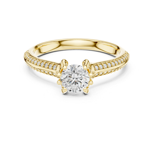แหวนเพชรทรงกลมทองคำขาว 14K เพชรเพาะเลี้ยงสำหรับผู้หญิง แหวนแต่งงาน เพชรเพาะเลี้ยงใหม่ - Product Image 3