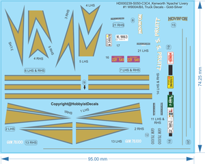 Blue Mule WT9000 <b>White</b> Line Fever Truck Decals 1/14 1/25 1/50 1/87 Adhesive Waterslide Stickers Custom Printed - Product Image 3