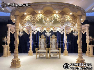 Mandap de mariage indien sur le thème du Jardin Celeste, magnifique toile de fond extérieure de Manavarai du sud, Mandap de Manavarai de forme ronde - Product Image 3
