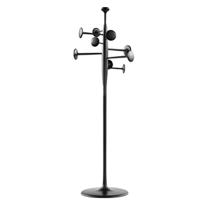 Perchero moderno de diseño negro, de metal, con base redonda tipo pedestal, minimalista para la entrada, con opciones de personalización. - Product Image 2