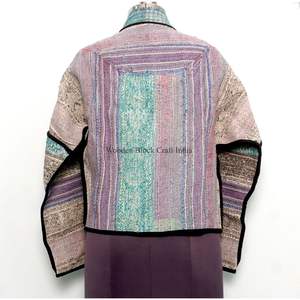 เสื้อแจ็คเก็ตผ้าฝ้ายถักคุณภาพดี ระบายอากาศได้ดี สไตล์วินเทจ คันธา สำหรับผู้หญิง ตกแต่งกระดุมด้วยมือ เหมาะสำหรับฤดูหนาว ฤดูใบไม้ร่วง ฤดูใบไม้ผลิ แขนยาว - Product Image 5