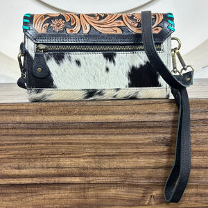 Sac à main bandoulière et pochette élégant de style occidental, fait main, en cuir de vachette floral brodé, accessoire tendance bohème - Product Image 5