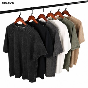 T-shirt oversize en coton lavé de haute qualité pour homme, manches raglan, col rond, streetwear, couleur unie, haut en jersey à manches courtes - Product Image 2