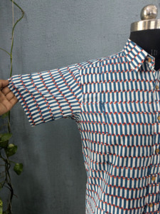 เสื้อเชิ้ตลำลองแขนสั้นลายทางสำหรับผู้ชายผ้าฝ้ายระบายอากาศได้ดีคอปกสไตล์ฤดูร้อน - Product Image 6