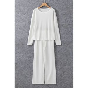 Conjunto de Pantalones con Cordón y Top de Manga Larga de Tela Lyocell con Cuello Redondo - Product Image 4