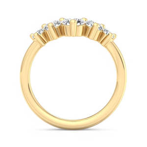 Bague pour femme en diamant de laboratoire à cinq pierres, coupe ovale, bande incurvée, plaqué or, minimaliste, empilable, pour mariage - Product Image 6