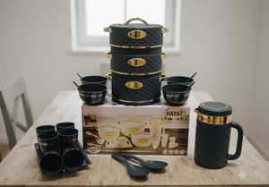 Ensemble de casseroles en métal de luxe Anax Black Gold, 21 pièces, ensemble de casseroles et de poêles antiadhésives gaufrées avec tasses et cuillères pour la cuisine à domicile - Product Image 1