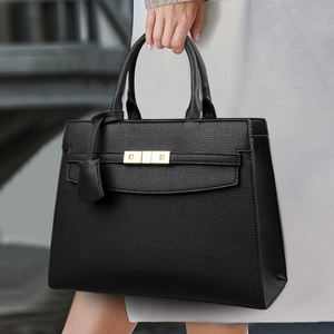 Sac à bandoulière en cuir véritable pour femmes, deux sangles, motif brodé en losanges, classique, à la mode, fermeture éclair, portable - Product Image 5