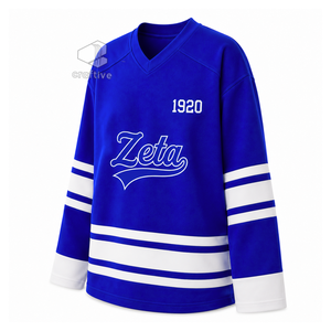 Camiseta de Hockey sobre Hielo de la Hermandad Zeta Phi Beta, Azul y Blanca, Malla de Poliéster, Absorbe la Humedad, Rendimiento Atlético, Ropa Deportiva - Product Image 2