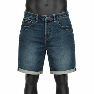 Pantalones Cortos de Mezclilla Cargo Personalizados para Hombre, Ecológicos, con Logotipo Frontal, Corte Medio, Algodón Orgánico, Estilo Urbano, OEM ODM - Product Image 1