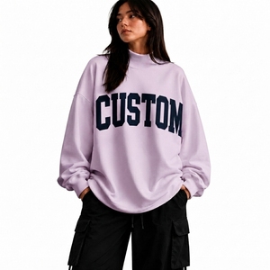 Sweat-shirt à col montant surdimensionné pour femme, fabriqué en usine, dernier design, en mélange coton/polyester, prix abordable - Product Image 1
