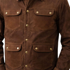 SUQAINA Men's Casual 100% Cotton Wax <b>Canvas</b> Waterproof Windproof Breathable Plaid Pattern Winter <b>Jacket</b> Turn-down Collar Front - Product Image 3