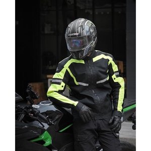 Men's Motorcycle Riding <b>Jacket</b> Hi Vis Green Black Mesh Textile Armor <b>Jacket</b> Reflective <b>Racing</b> <b>Jacket</b> With Protective Pads - Product Image 2