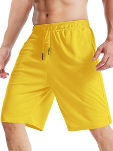 Men's Yellow Mesh Basketball Shorts Elastic Waist Breathable Regular Fit Summer Sportwear Adult Size - Product Image 4